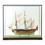 Property of a gentleman - a painted wooden scale model of an 18th century Royal Navy warship, HMS