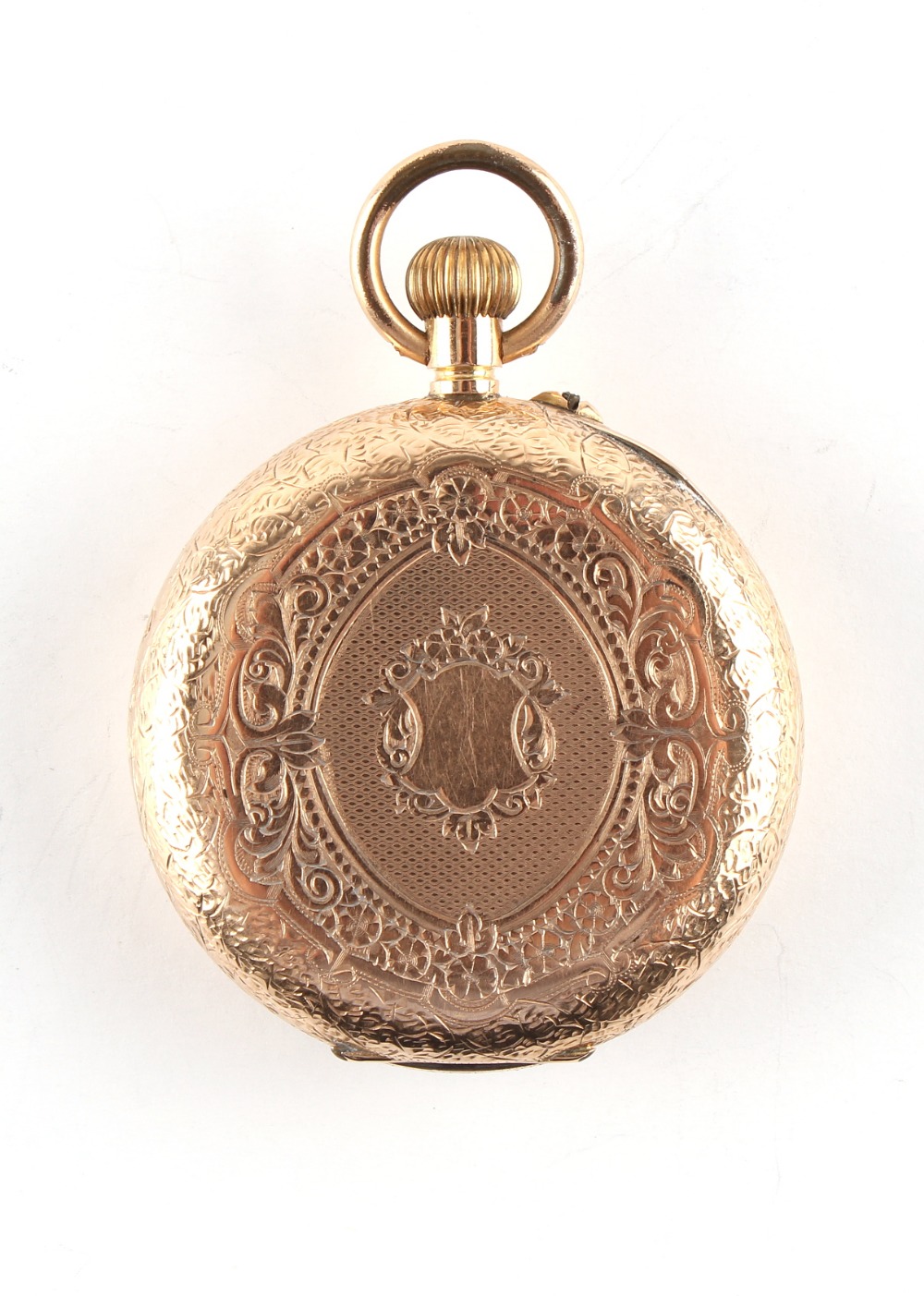 Property of a gentleman - a Swiss 9ct gold cased fob watch, circa 1900, with decorative pale pink - Bild 2 aus 3