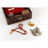 Property of a deceased estate - an attache case containing assorted costume jewellery & coins