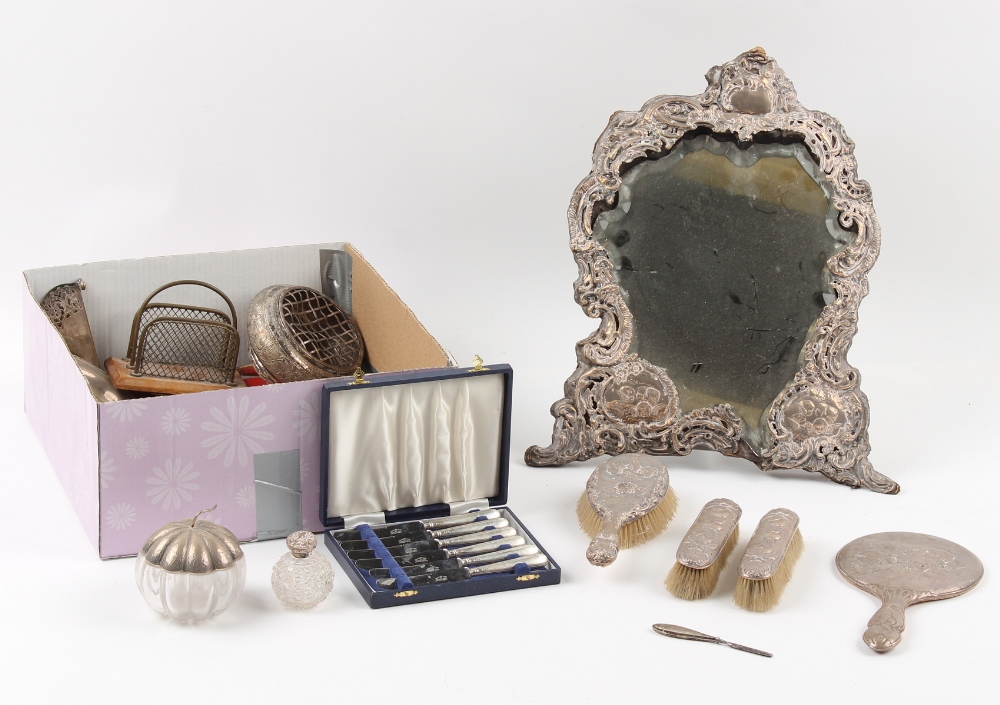 Property of a gentleman - a quantity of silver mounted items including an Edwardian silver