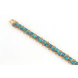 A 14ct yellow gold black opal & diamond link bracelet, with thirty-four square cut black opals