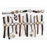 The Henry & Tricia Byrom Collection - twenty early 20th century wristwatches, mostly silver cased (