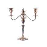 Property of a deceased estate - a modern silver three light candelabrum, Charles Green & Co.,