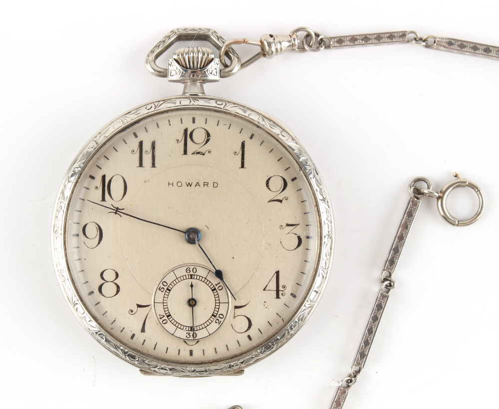 Property of a gentleman - an American 14ct white gold cased keyless wind pocket watch, signed E. - Bild 2 aus 3