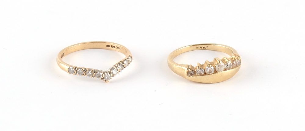 Property of a deceased estate - two 14ct yellow gold dress rings with paste stones, one unmarked but