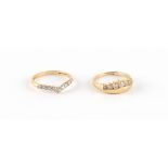 Property of a deceased estate - two 14ct yellow gold dress rings with paste stones, one unmarked but