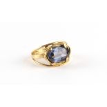 Property of a deceased estate - an 18ct yellow gold colour change sapphire ring, approximately 4.1