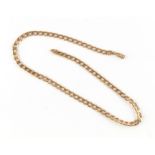Property of a lady - a 9ct yellow gold flat curb link chain necklace, 20.25ins. (51.5cms.) long,