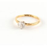 Property of a gentleman - an 18ct yellow gold diamond single stone ring, the round brilliant cut