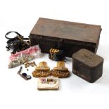 Property of a gentleman - Royal Navy uniform - the naval epaulettes in tin case, two peaked caps,