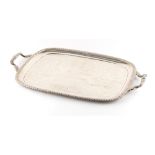 Property of a deceased estate - a George IV silver two handled rounded rectangular tray, Joseph