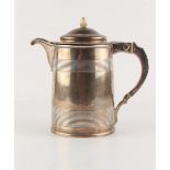 Property of a lady - a George III silver jug, of tapering cylindrical form with hinged lid, with