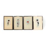 Property of a lady - B. Villiers (early 20th century) - four caricatures of racing related gentleman