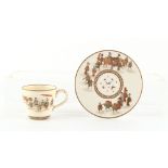 Property of a lady - a Japanese satsuma cup & saucer, finely painted with figures & butterflies,