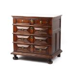 Property of a gentleman - a late 17th century Charles II oak & fruitwood chest of four long