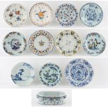 Property of a deceased estate - eight English delft and Dutch Delft plates, including Lambeth