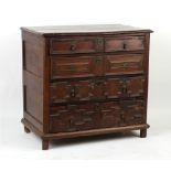 Property of a gentleman - a late 17th century oak chest of four long graduated drawers with