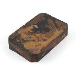 Property of a gentleman - a late 19th century Japanese Meiji period lacquer rectangular shallow box,