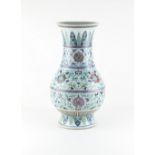 Property of a deceased estate - a Chinese doucai lotus vase, 18th/19th century, painted with