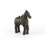 Property of a lady - a 19th century Indian bronze model of a caparisoned horse, 7.25ins. (18.