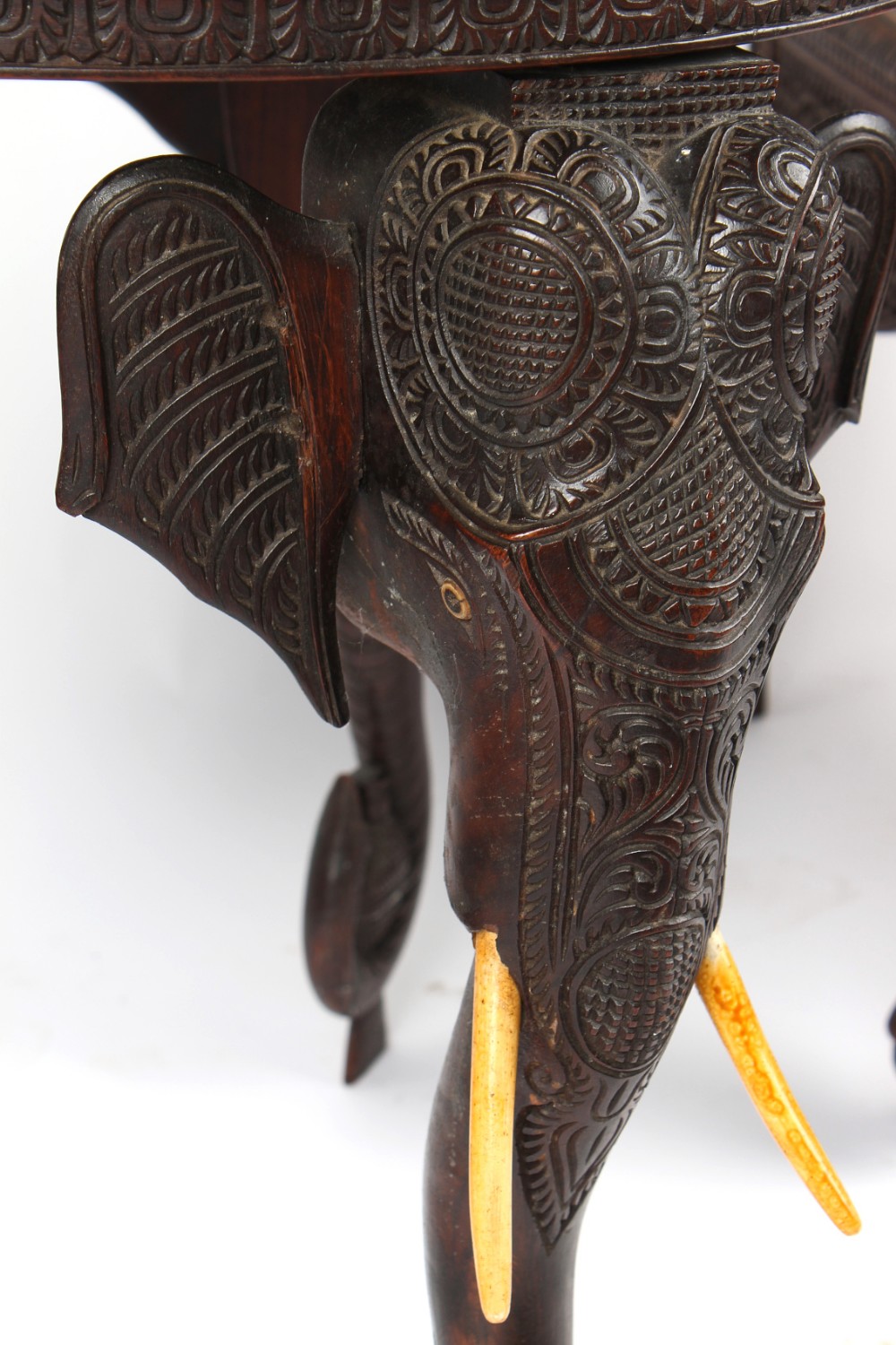 Property of a gentleman - a pair of early 20th century Indian ornately carved teak high-back - Image 3 of 4