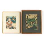 Utagawa Kunisada - An Actor - Japanese woodblock print, in glazed gilt frame; together with