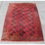 Property of a deceased estate - a Turkoman carpet with three rows of eight octagonal 'elephant foot'
