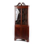 Property of a lady - an Edwardian mahogany & marquetry inlaid two part freestanding corner