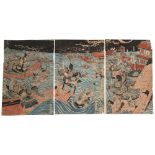 Japanese woodblock prints - Kunisada I Utagawa (1786-1864) - The Battle of Dannoura - an early