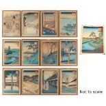 Property of a lady - Utagawa Hiroshige (1797-1858) - a set of twelve 19th century Japanese woodblock