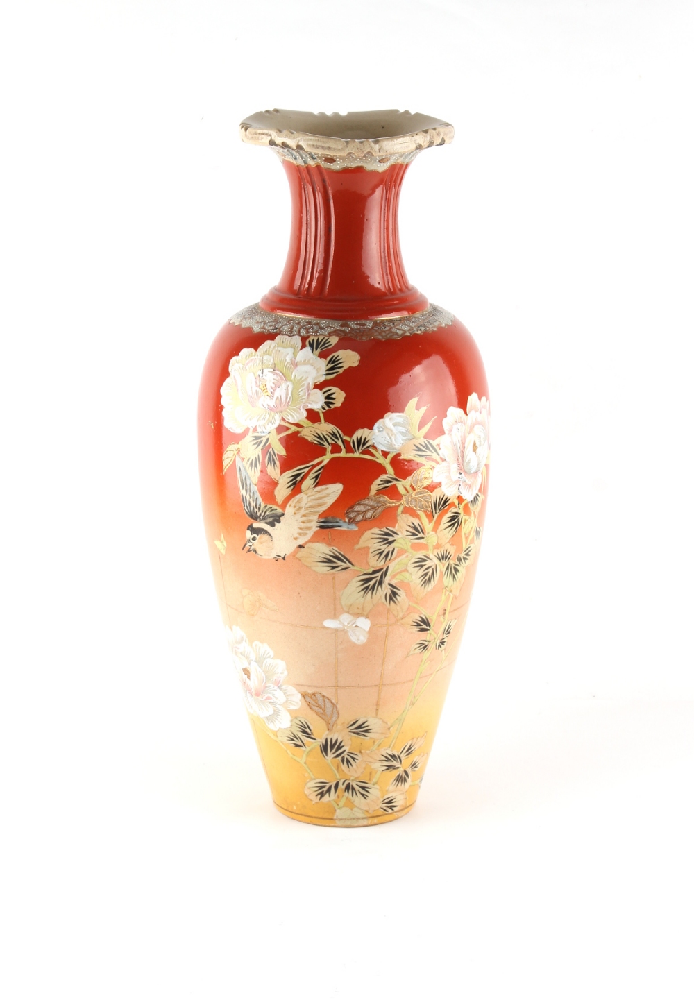 Property of a lady - an early 20th century Japanese Satsuma vase, 18.3ins. (46.5cms.) high.