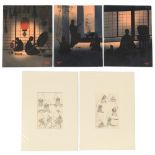 Property of a gentleman - Tomi (Japanese, modern) - INTERIOR SCENES - a group of three watercolours,
