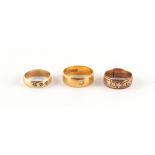 Property of a gentleman - a gent's 22ct yellow gold wedding ring, set with a diamond,