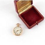 Property of a lady - an early 20th century 14ct gold & enamel cased fob watch, losses to enamel,