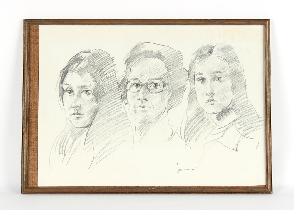 Property of a lady - Robert Lenkiewicz (1941-2002) - A FAMILY GROUP PORTRAIT - pencil drawing, 16.