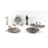 Property of a deceased estate - a group of six Art Nouveau metal items including two WMF hors d'