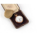 Property of a lady - a 9ct gold cased keyless wind open faced pocket watch, the dial inscribed '