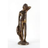 Property of a gentleman - an early 20th century Art Deco bronze figure of a nude maiden, unsigned,