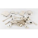 Property of a lady - a bag containing assorted small silver items including a late Victorian bun