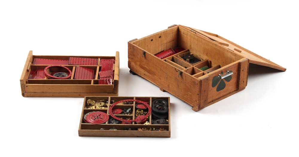 Property of a deceased estate - a Meccano set in three tier wooden box.