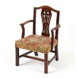 Property of a deceased estate - a child's Hepplewhite style mahogany elbow chair, George III &