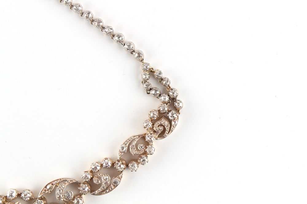 A 19th century diamond necklace, set with old cut diamonds, the estimated total diamond weight 7.0 - Image 4 of 5