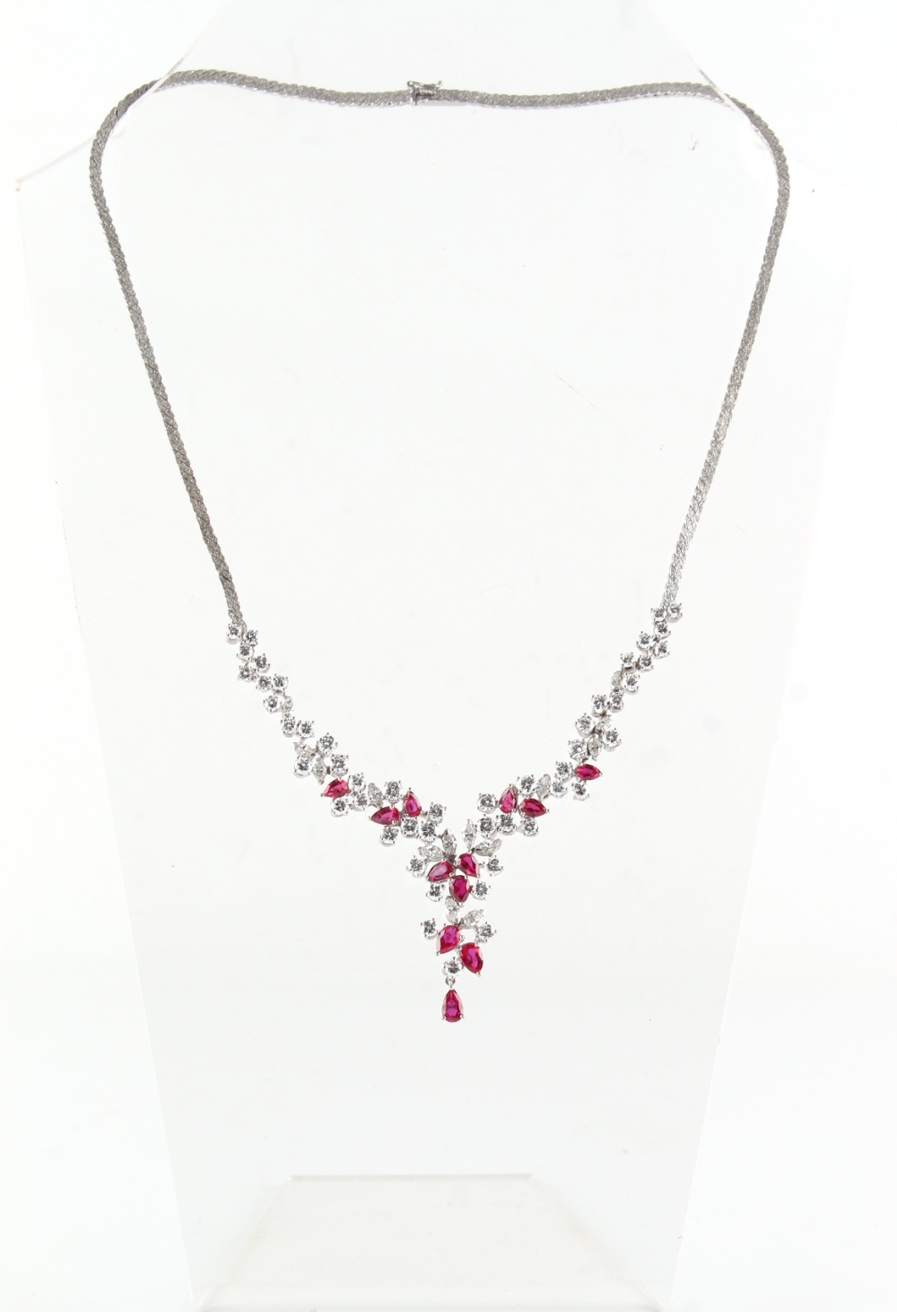 A fine certificated unheated ruby & diamond necklace, the twelve pear shaped cut Mogok Burmese - Image 3 of 3