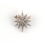 Property of a lady - a Victorian diamond star burst brooch, with folding suspension loop for wearing