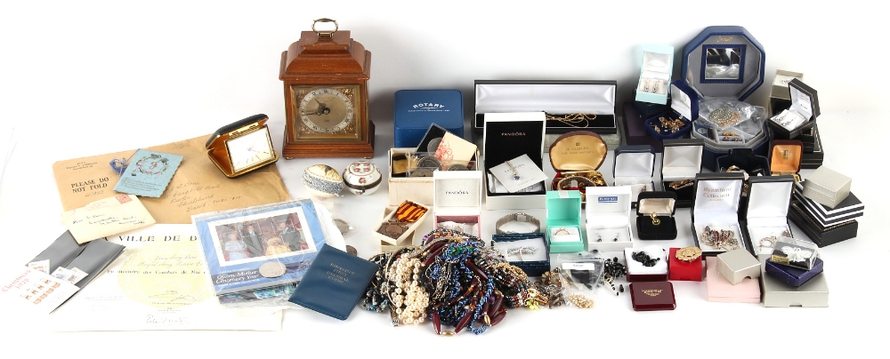 Property of a deceased estate - a box containing assorted costume jewellery & watches; together with