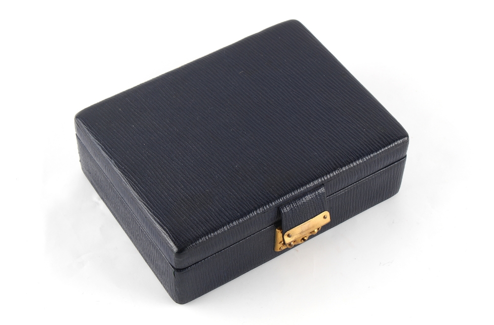 Property of a lady - a blue morocco leather jewellery box containing a small quantity of costume - Image 2 of 2