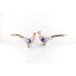 Property of a lady - a large pair of Herend fishnet models of pheasants, models 5178 and 5179, one