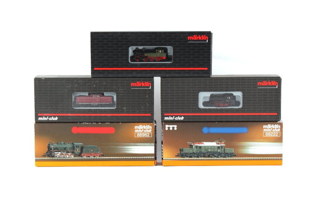 Property of a lady - model railway - five boxed Marklin Z gauge mini-club model locomotives