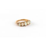 Property of a gentleman - a late 19th / early 20th century 18ct yellow gold opal five stone ring,