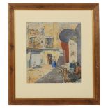 Property of a gentleman - Ross (20th century) - A VILLAGE STREET SCENE WITH FIGURES - watercolour,